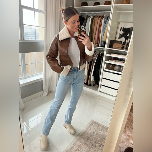 Abercrombie & Fitch Jackets & Blazers - Abercrombie Vegan Leather Sherpa Jacket